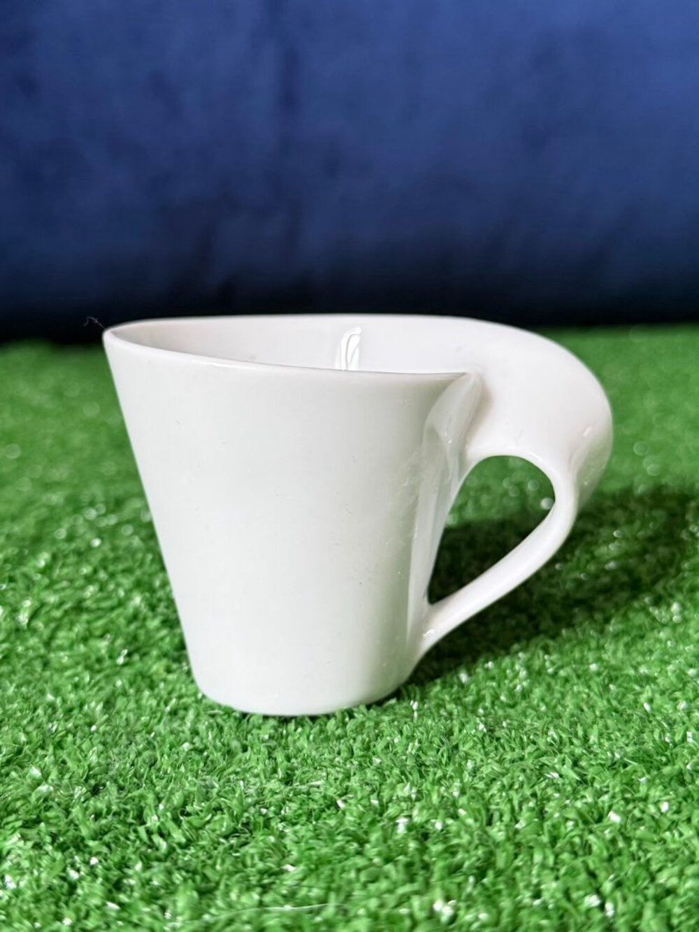 New Wave Style White Porcelain Expresso Coffee Mug Modern Design Cup 2.25” Tall